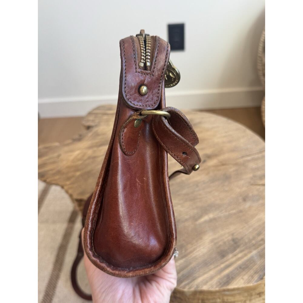 Vintage Brahmin Cognac Brown Leather Crossbody Zip Purse USA Classic Medium - Picture 8 of 15